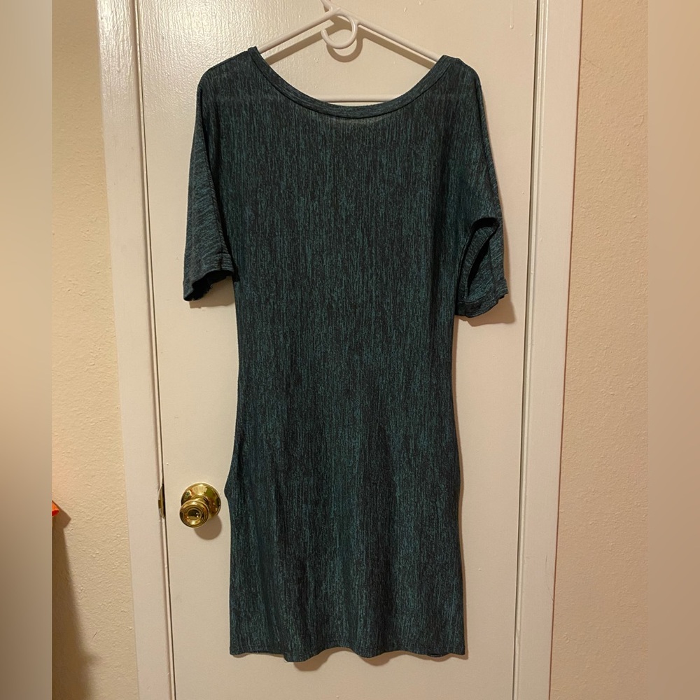 Unlabeled Sheer Sheath Dress - Size Small - Green & Black Melange